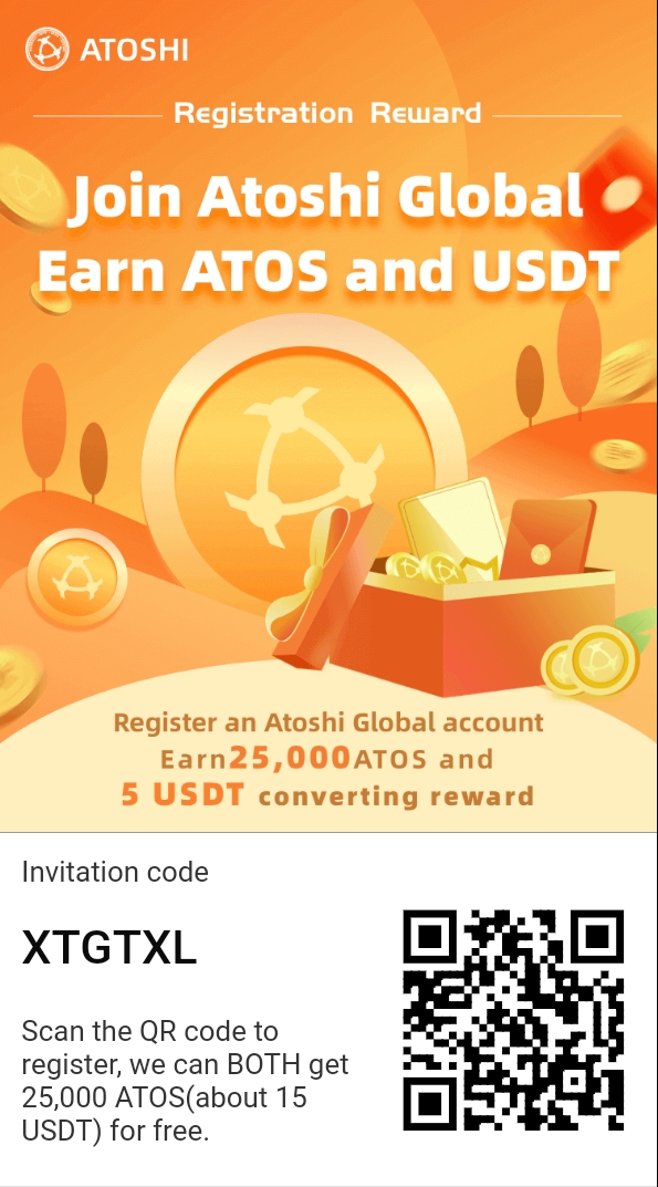 Atoshi Global referral code XTGTXL. Get 25000 Atos AND 5 USDT bonus.